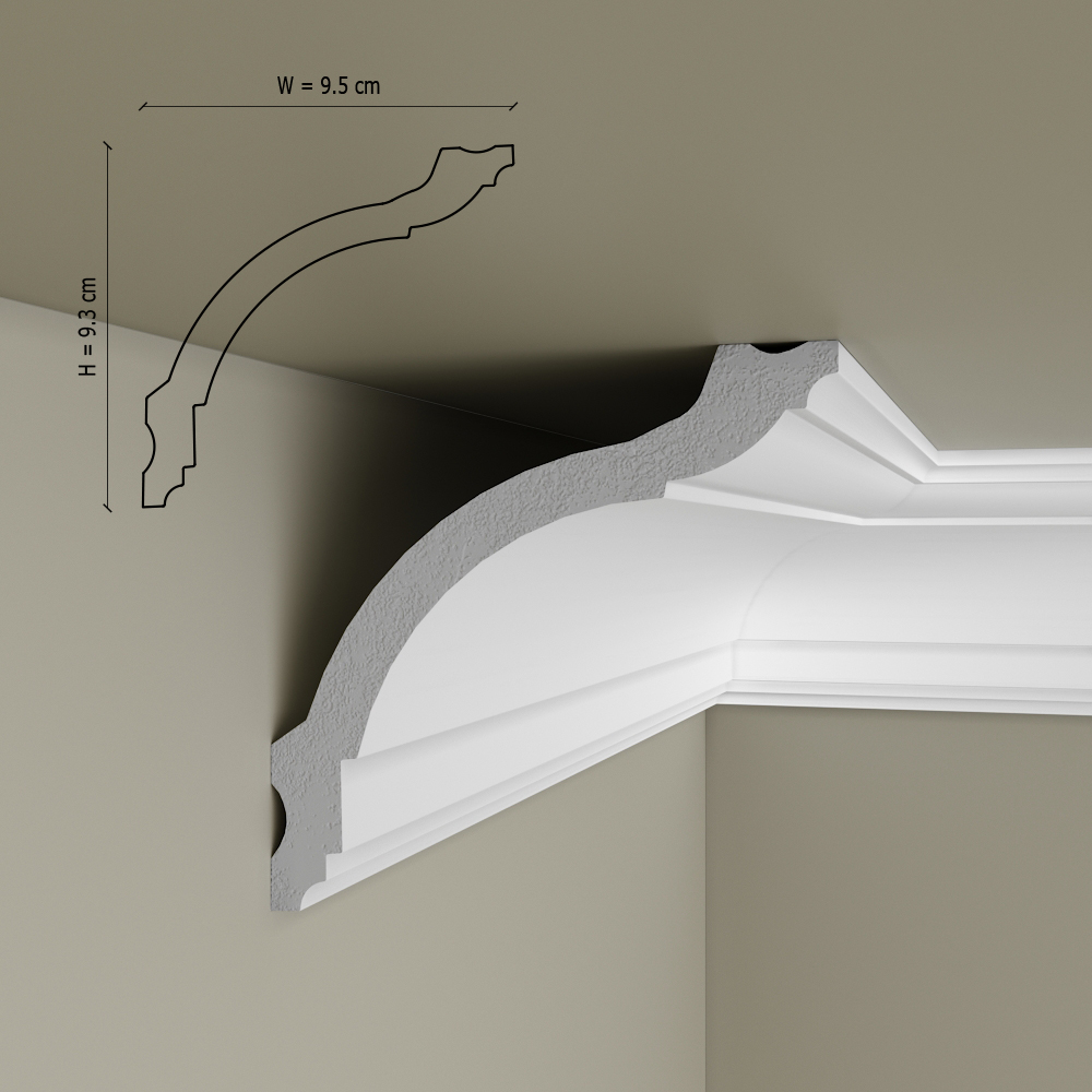 Cornisa decorativa din polimer rigid C17 - 9.3x9.5x200 cm - imagine 3
